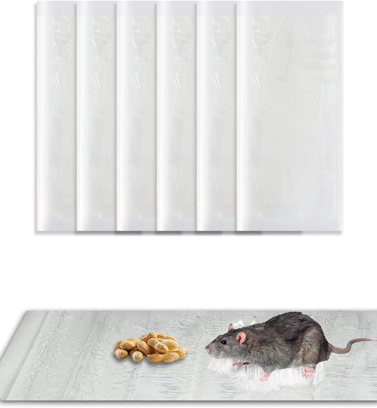 Rat Sticky Traps Extra Large, Clear Mouse Glue Trap Sticky Trap for Mice and Rats, Enhanced Stickiness Trapping Pads Snakes Spiders Roaches for House Rodent Pest Control - 47.2x11