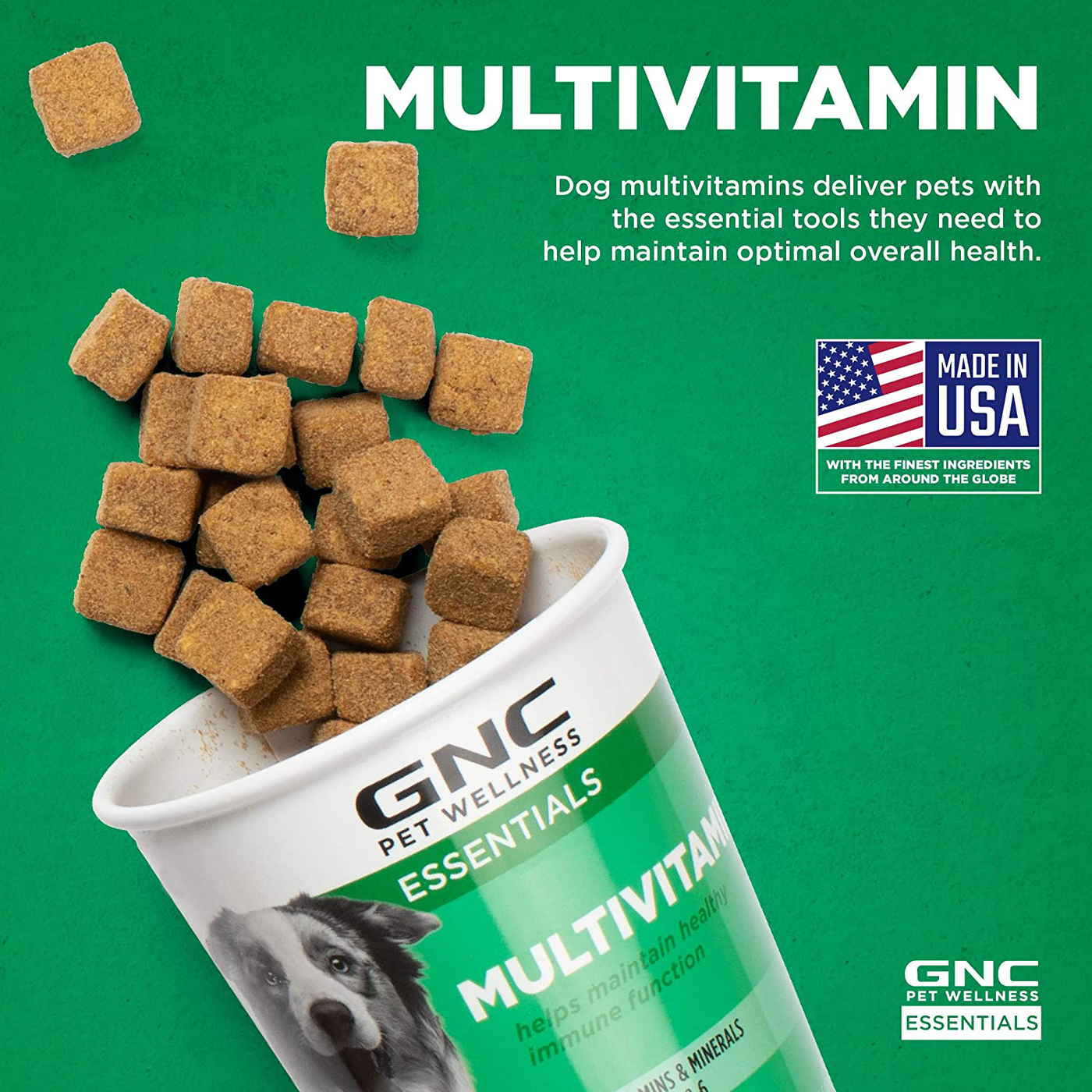 GNC for Pets Essentials Dog Multivitamin Soft Chews | 60 ct Salmon Oil Dog Supplement Immune Booster | Chicken Flavor Chewable Dog Multivitamin with Vitamins and Minerals