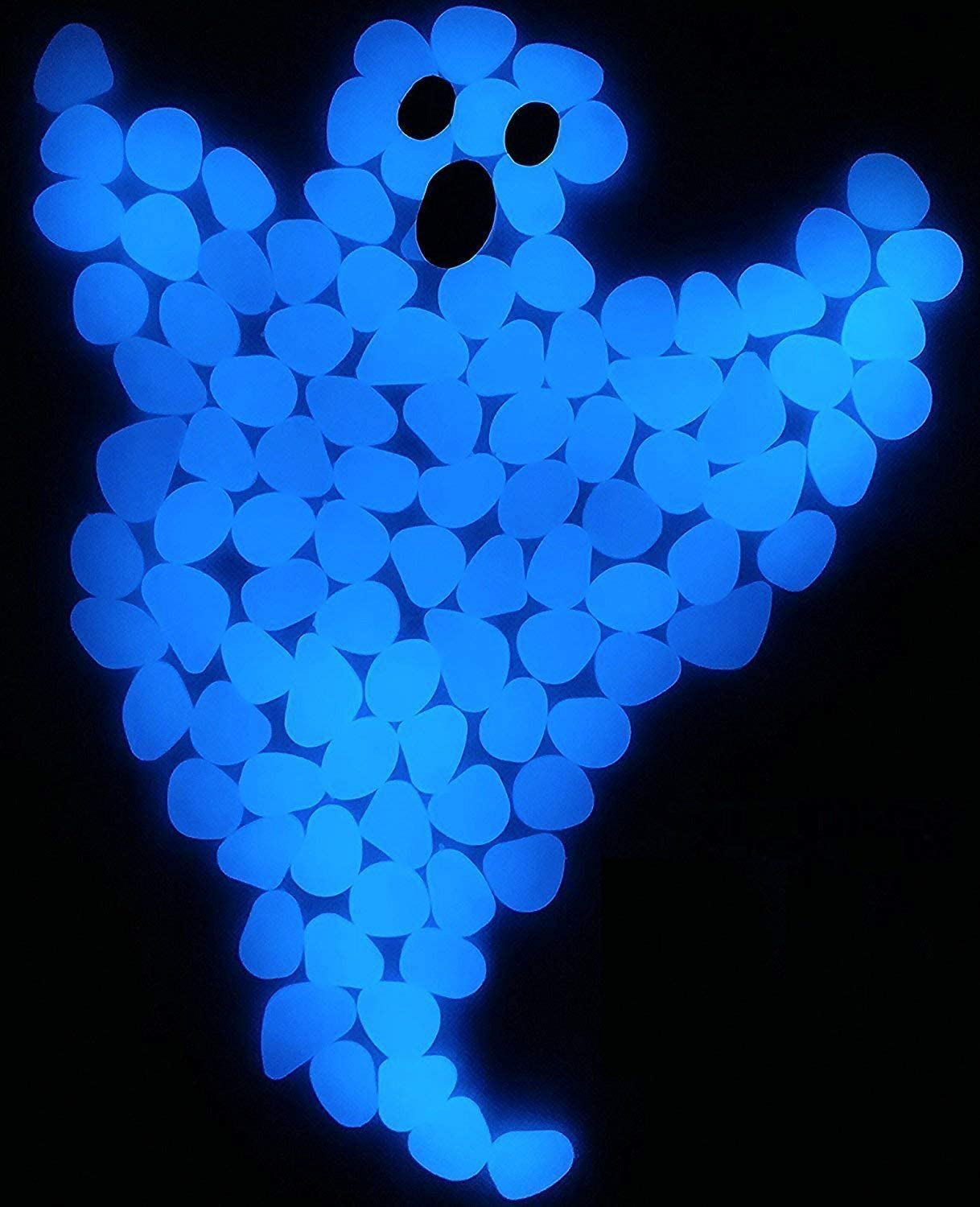 chic style 300pcs Glow in The Dark Garden Pebbles, Gardening Luminous Glow Stones Outdoor Decor Glowing Water Fish Tank Gravel (Blue)