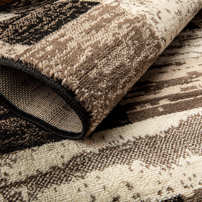 SUPERIOR Rockwood Modern Geometric Patchwork Polypropylene Indoor Area Rug or Runner with Jute Backing, 2'6" X 10', Slate