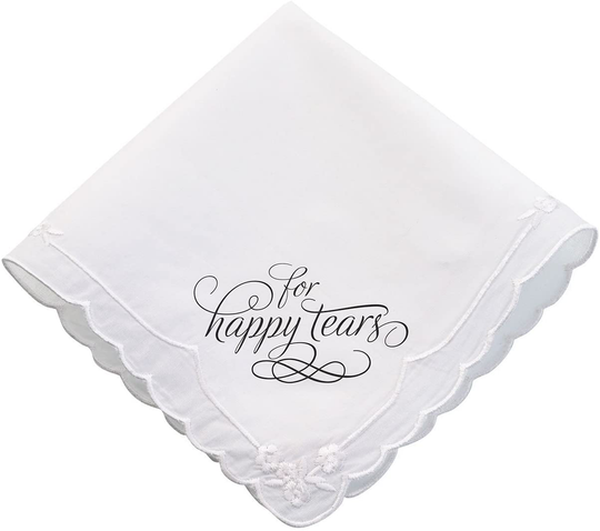 Lillian Rose Wedding Happy Tears Keepsake Hankie, 12", White