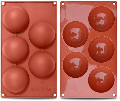 Flame Large Semi Sphere Silicone Mold for Making Hot Chocolate Bomb (5 Holes)