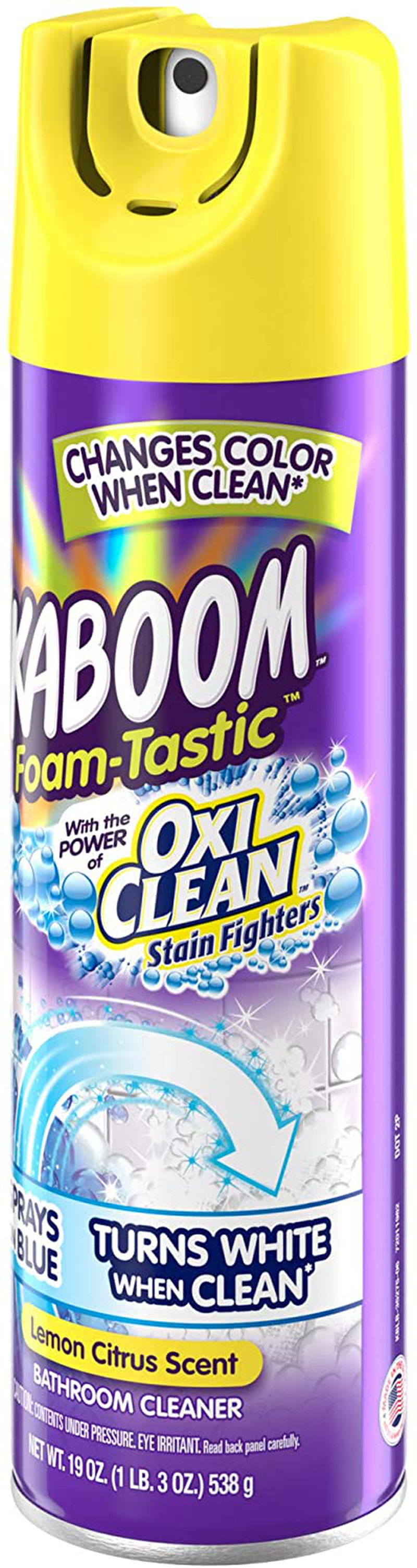 Kaboom Foam Tastic Bathroom Cleaner with OxiClean Citrus, Lemon, 19 Ounce