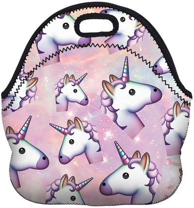 Boys Girls Kids Women Adults Insulated School Travel Outdoor Thermal Waterproof Carrying Lunch Tote Bag Cooler Box Neoprene Lunchbox Container Case (Many Unicorns)
