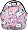 Boys Girls Kids Women Adults Insulated School Travel Outdoor Thermal Waterproof Carrying Lunch Tote Bag Cooler Box Neoprene Lunchbox Container Case (Many Unicorns)
