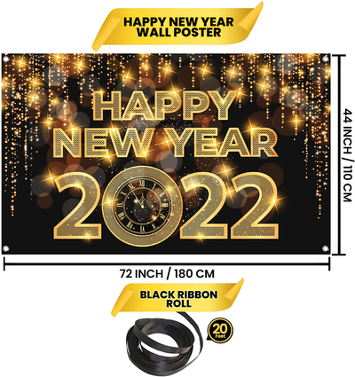 XtraLarge Happy New Year Banner 2022  72x44 Inch