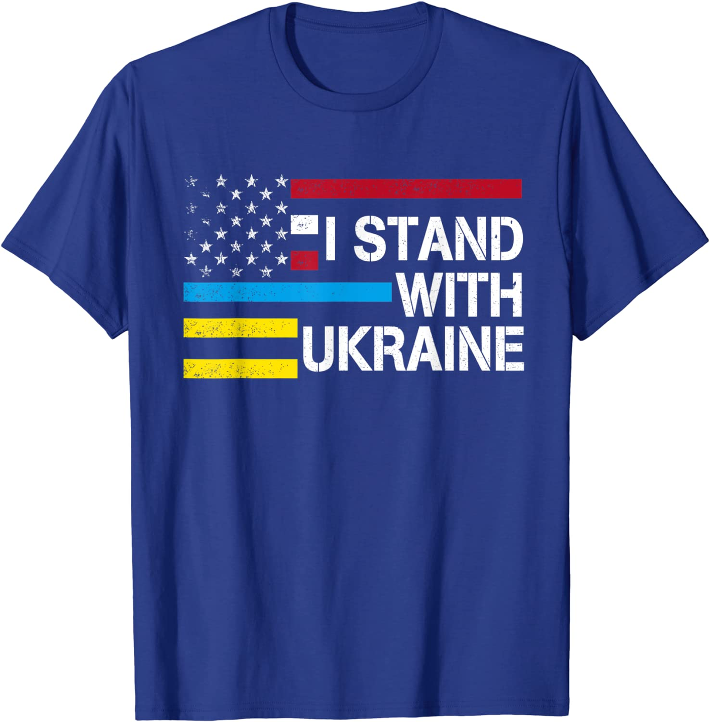 Support I Stand With Ukraine American Flag Ukrainian Flag T-Shirt