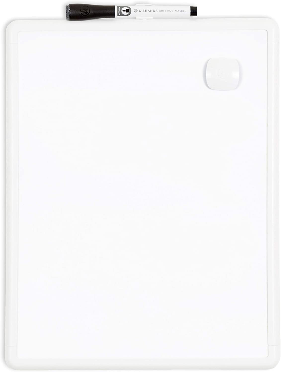 U Brands Contempo Magnetic 11" x 14" Dry Erase Board, White Frame, Magnet and Marker Included
