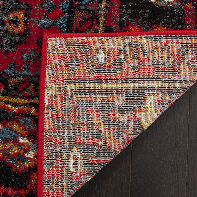 Safavieh Vintage Hamadan Collection VTH211N Oriental Traditional Persian Non-Shedding Stain Resistant Living Room Bedroom Area Rug 3' x 3' Square Light Blue/Black