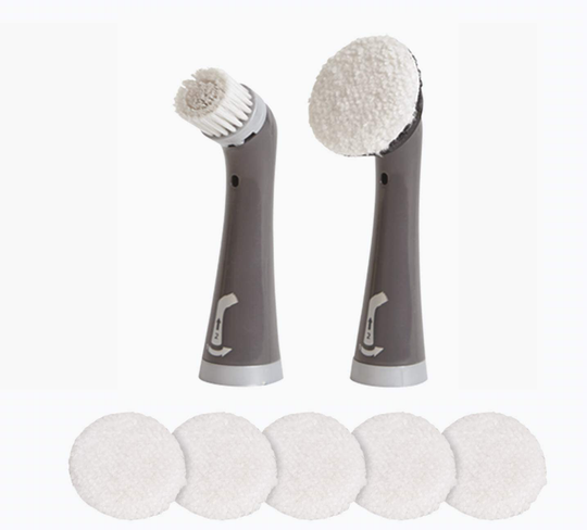 Rubbermaid Cleaning Power Scrubber Brush Polish Detail Kit, 8 Pieces, Red and Gray