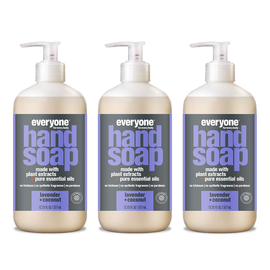 Everyone Liquid Hand Soap, Lavender and Coconut, Plant-Based Cleanser with Pure Essential Oils, 12.75 Ounce (Pack of 3) ,Packaging May Vary