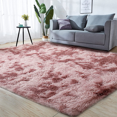 GKLUCKIN Shag Ultra Soft Area Rug, Non-Skid Fluffy 6'X9' Tie-Dyed Pink&Purple Fuzzy Indoor Large Faux Fur Rugs for Living Room Bedroom Nursery Girls Room Decor Furry Carpet Kids Playroom