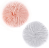 sansheng 2pieces 12inches Small Round Faux Fur Rug, Fluffy Rug for Photographing Background of Jewellery/Nail Pictures(Pink&White)