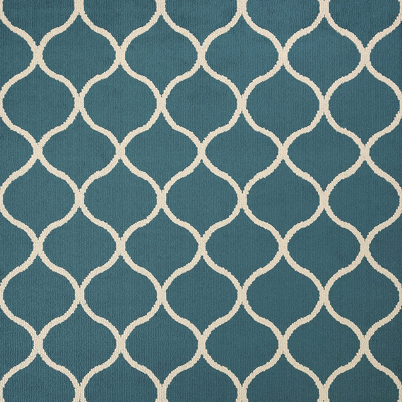 Maples Rugs Rebecca Contemporary Kitchen Rugs Non Skid Accent Area Carpet [Made in USA], 1'8 x 2'10, Teal/Sand