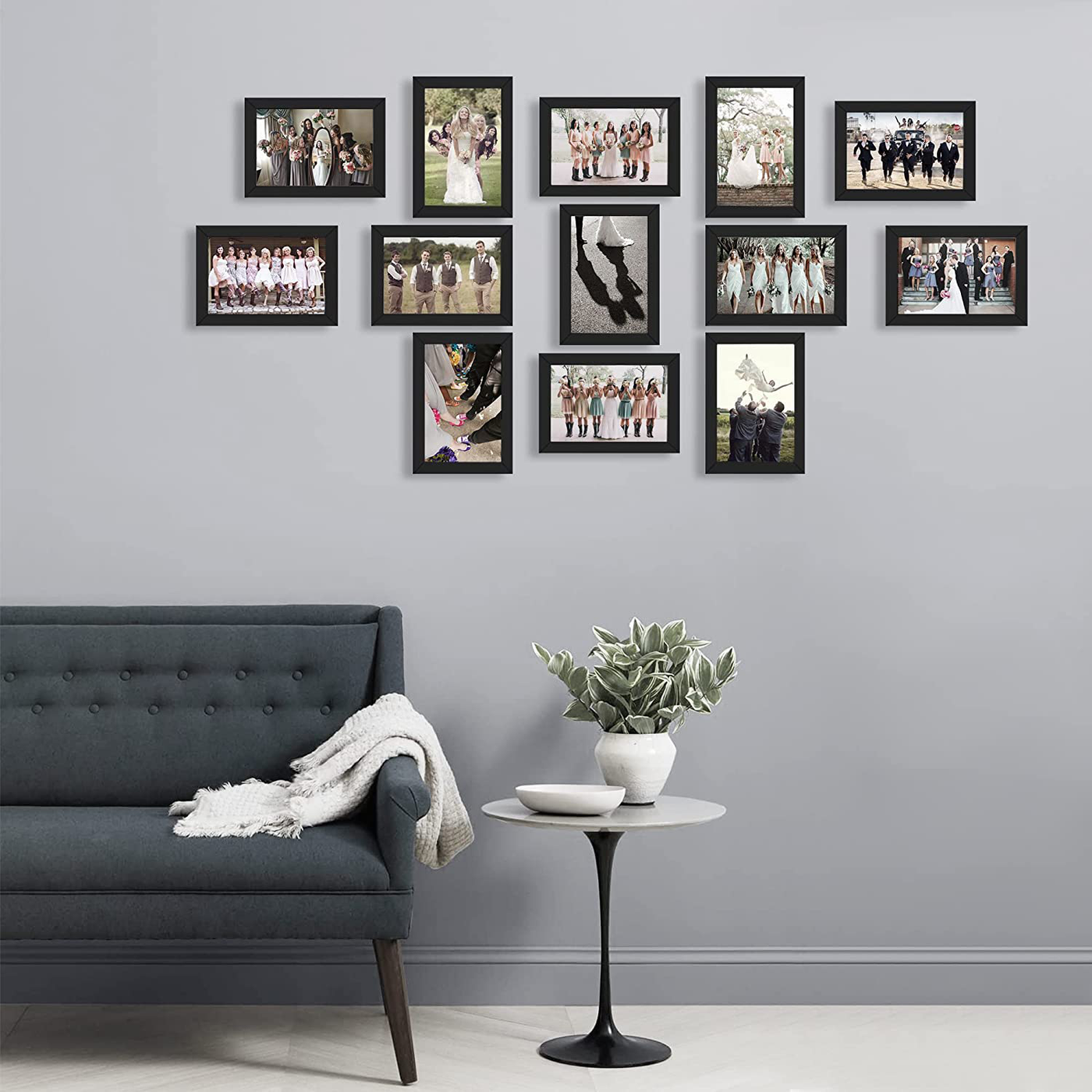 HappyHapi 4x6 Inch Picture Frames，Set of 10 Wooden Picture Frames, Tabletop or Wall Display Decoration for Photos, Paintings, Landscapes, Posters, Artwork (Black)