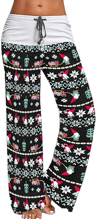 Women's Comfy Stretch Drawstring Palazzo Wide Leg Lounge Pants