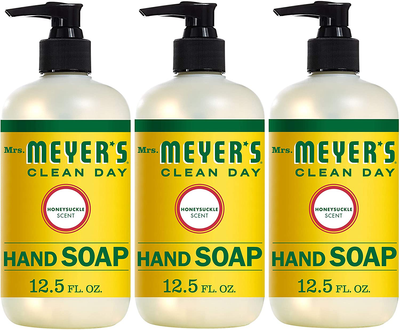 Mrs. Meyer's Clean Day Liquid Hand Soap, Cruelty Free and Biodegradable Hand Wash Formula Made with Essential Oils, Honeysuckle Scent, 12.5 oz - Pack of 3