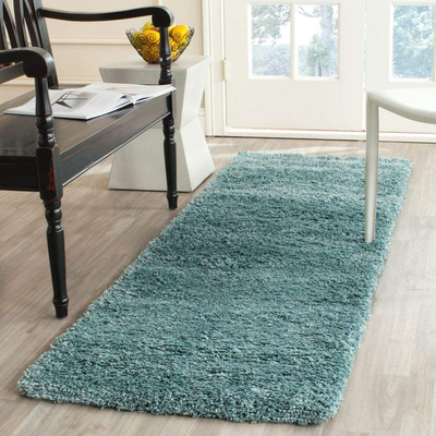 SAFAVIEH California Premium Shag Collection SG151 Non-Shedding Living Room Bedroom Dining Room Entryway Plush 2-inch Thick Runner, 2'3" x 11' , Light Blue