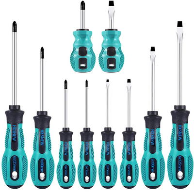 10 Piece Magnetic Screwdriver Set With Non-Slip Handles