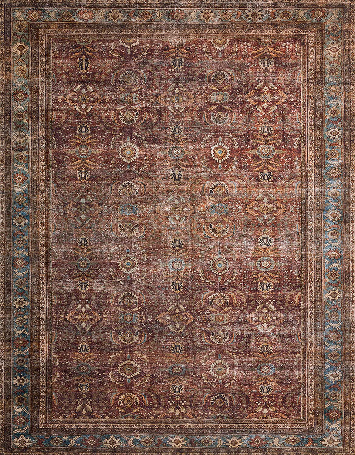 Loloi II Layla Collection Area Rugs, 1'-6" x 1'-6" Sample Swatch, COBALT BLUE/SPICE