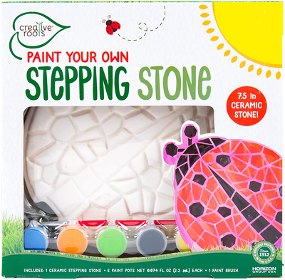 Creative Roots 92849 Paint Your Own Turtle Stepping Stone by Horizon Group Usa, 6 Paint Pots and Brush included, Assorted