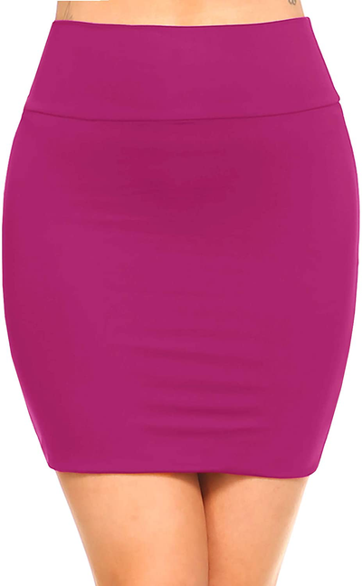 Fashionazzle Women's Casual Rayon Stretchy Bodycon Pencil Mini Skirt