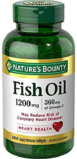 Nature’s Bounty Fish Oil, 1200mg, 360mcg of Omega-3, 200 Rapid Release Softgels