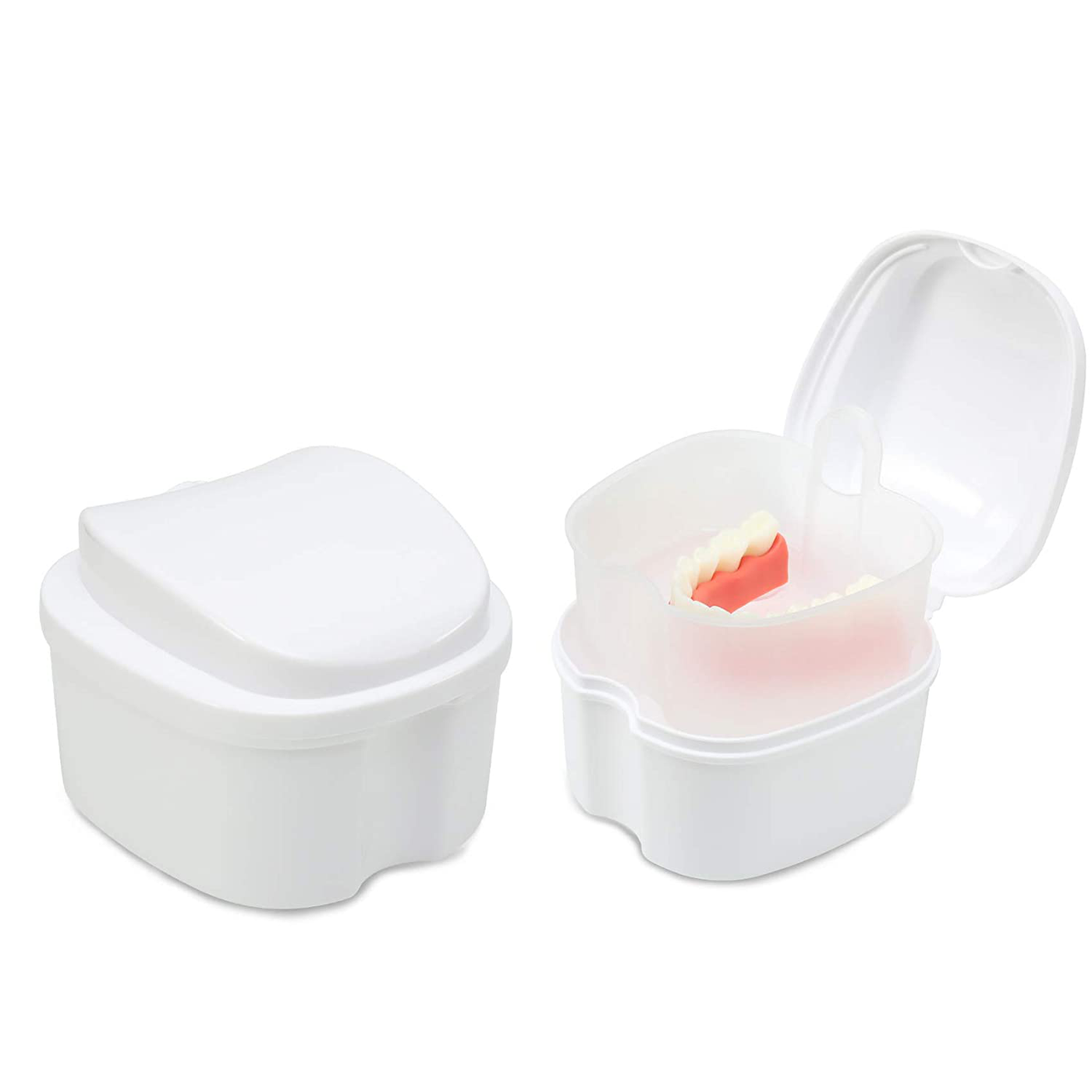 Annhua Denture Retainer Container Case Cleaning,Denture Bath Box False Teeth Storage Box - Leak Proof and Lid Waterproof
