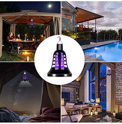 Bug Zapper 2020 Upgraded USB Plug-in Light Bulb, 2 in 1 Electronic Insect Fly Killer UV Lamp, Pest Control, with Power Adapter and 6.6ft/2m Wire, The Light Bulb with Trap, for Home Indoor and Outdoor