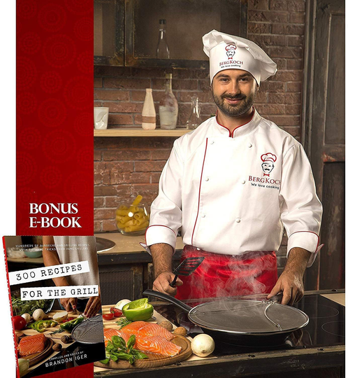 Grease Splatter Screen for Frying Pan 9.5" - Stops 99% of Hot Oil Splash - Protects Skin from Burns - Splatter Guard for Cooking - Iron Skillet Lid Keeps Kitchen Clean - Stainless Steel