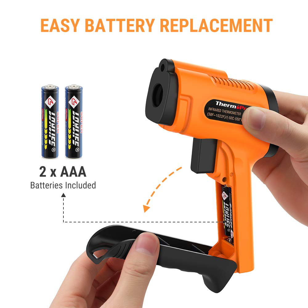 ThermoPro TP30 Digital Infrared Thermometer Gun Non Contact Laser Temperature Gun -58°F ~1022°F (-50°C ~ 550°C) with Adjustable Emissivity & Max Measure (NOT for Human Body Temperature)