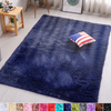 PAGISOFE Super Soft Fluffy Velvet Fabric Indoor Room Area Rugs Carpets for Living Room Bedroom Kids Nursery Decor Dining Floor Non Slip Shag Rectangle Rug 4x5.3 Feet (Navy Blue)