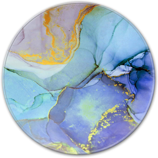 HOPONY Mouse Pad with Stitched Edge, Premium-Textured Mouse Mat with Waterproof Non-Slip Rubber Base, Cute Round Mousepad for Laptop Computer Office Desk Accessories,7.9 x 7.9 inch, Blue Marble