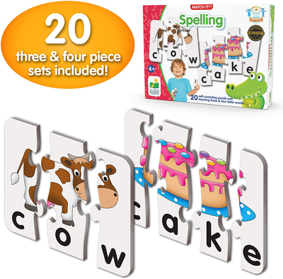 The Learning Journey: Match It! - Spelling - 20 Piece Self-Correcting Spelling Puzzle for Three and Four Letter Words with Matching Images - Learning Toys for 4 Year Olds - Award Winning Toys