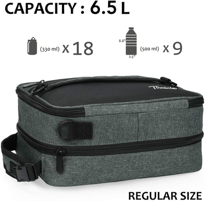 Expandable Insulated Lunch Bag, Leakproof Flat Lunch Cooler Tote with Shoulder Strap for Men and Women, Suitable for Work & Office by Tirrinia, Dark Grey