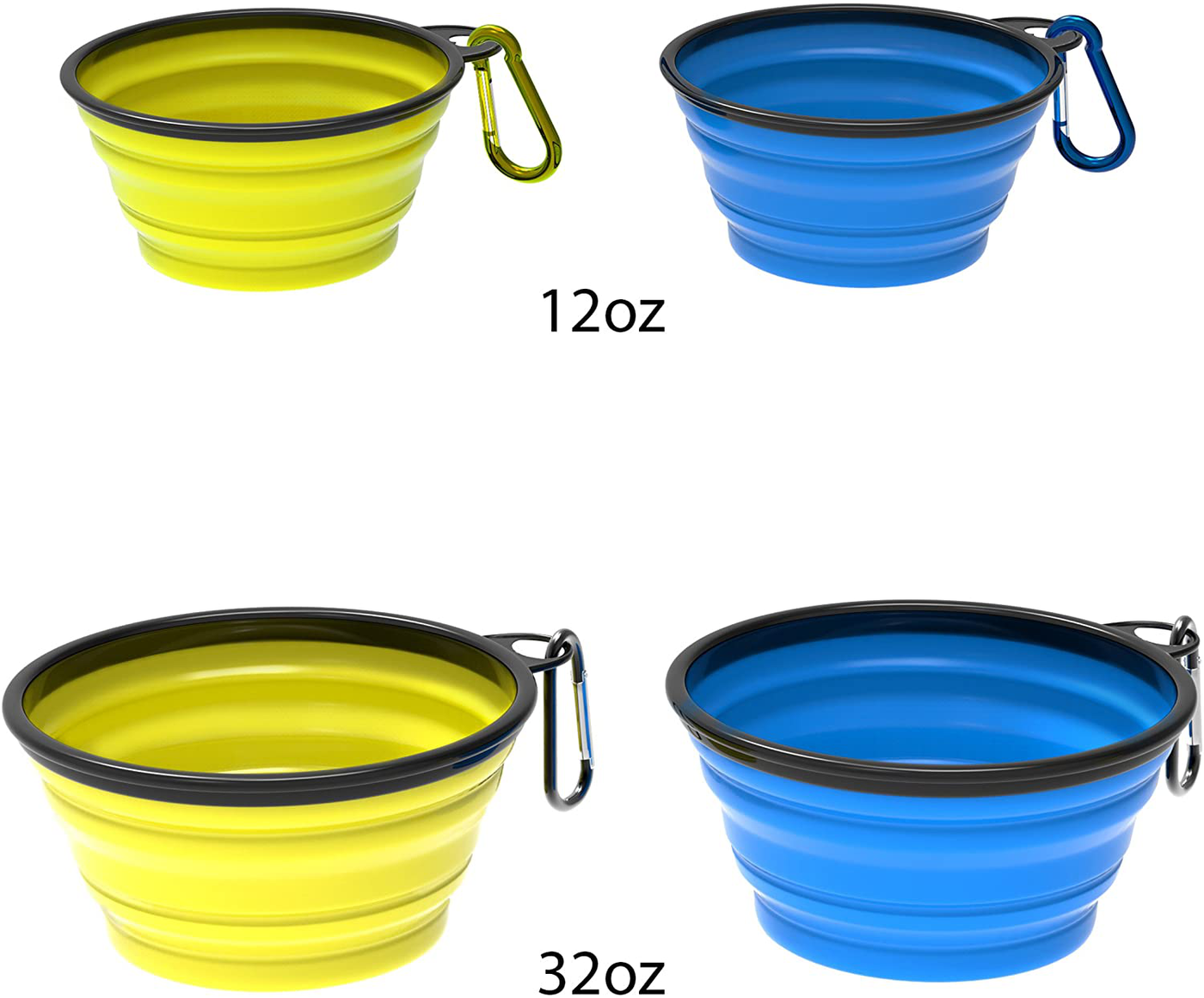 PETMAKER Collapsible Pet Bowls - Portable Silicone Food and Water Dog Bowl Set for Travel - 2 Pack