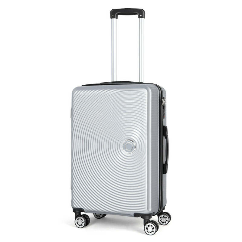 3 Piece Hardshell Luggage Set with Spinner Wheels 20" 24" 28" Silver