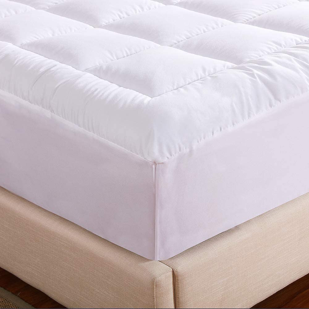 WhatsBedding Waterproof Mattress Pad Full Size Cotton Top Down Alternative Filling Pillowtop Mattress Topper Cover-Fitted Quilted(Waterproof Full)