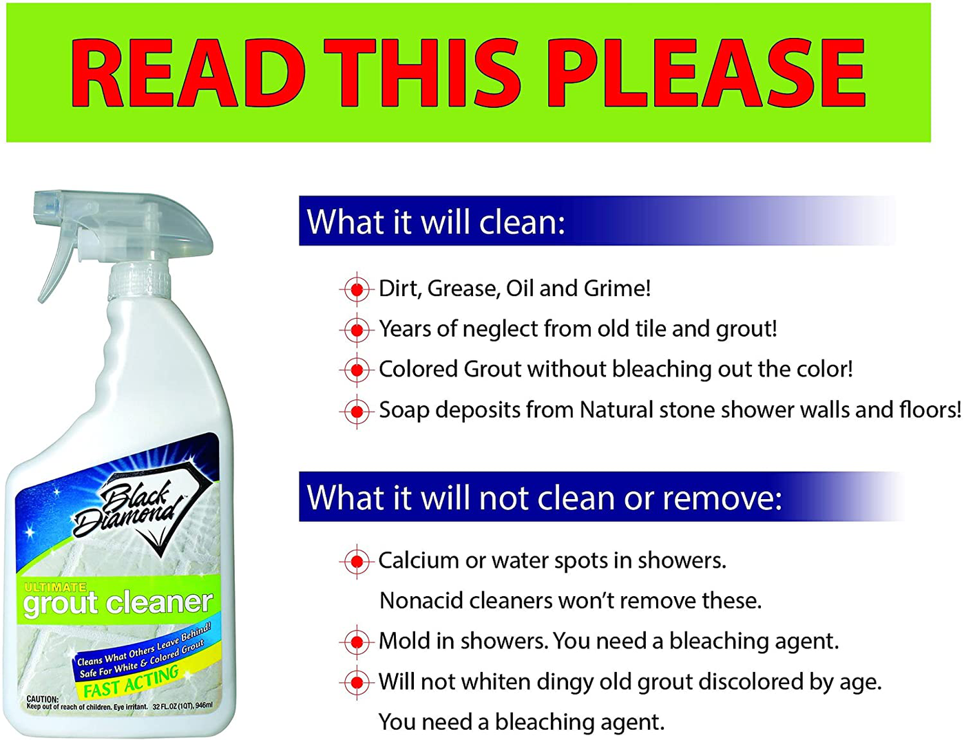Ultimate Grout Cleaner: Best Cleaner for Tile,Ceramic,Porcelain, Marble Acid-Free Safe Deep Cleaner & Stain Remover for Even The Dirtiest Grout. (1-Quart)