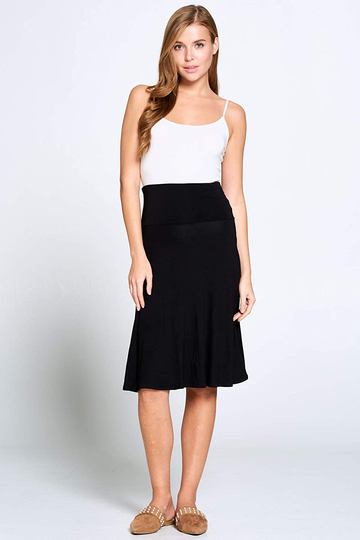 Popana Womens Casual Knee Length A-Line Stretch Midi Skirt Plus Size Made in USA