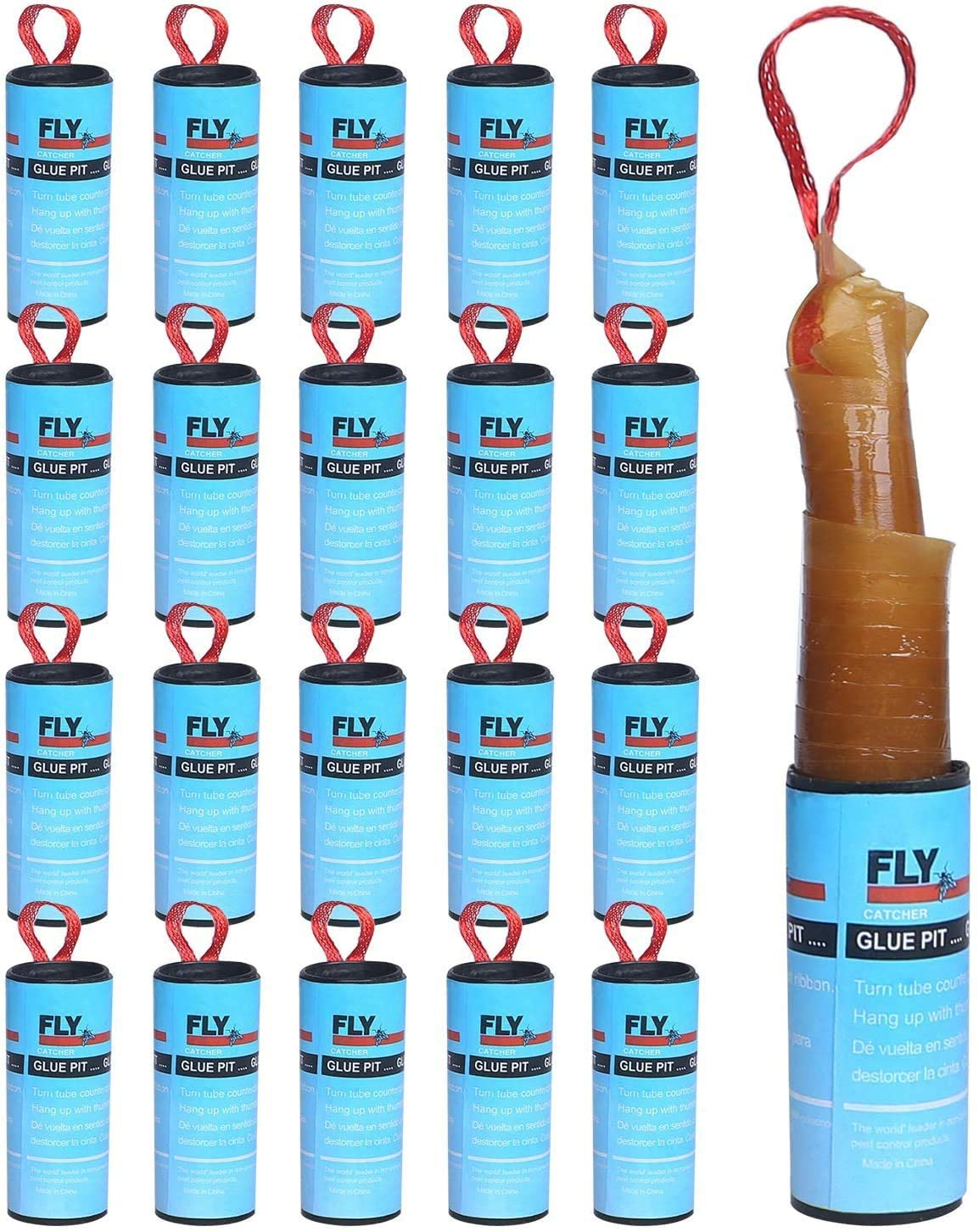 20 Rolls Fly Traps Indoor/Outdoor, Hanging Sticky Fruit Fly Strips Catcher Gnat Killer