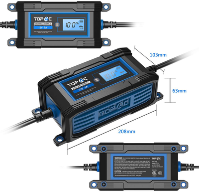 4A or 7A Volt Automatic Car Battery Charger for Automotive, Motorcycle, Boat, RV, Toys, Power Tools