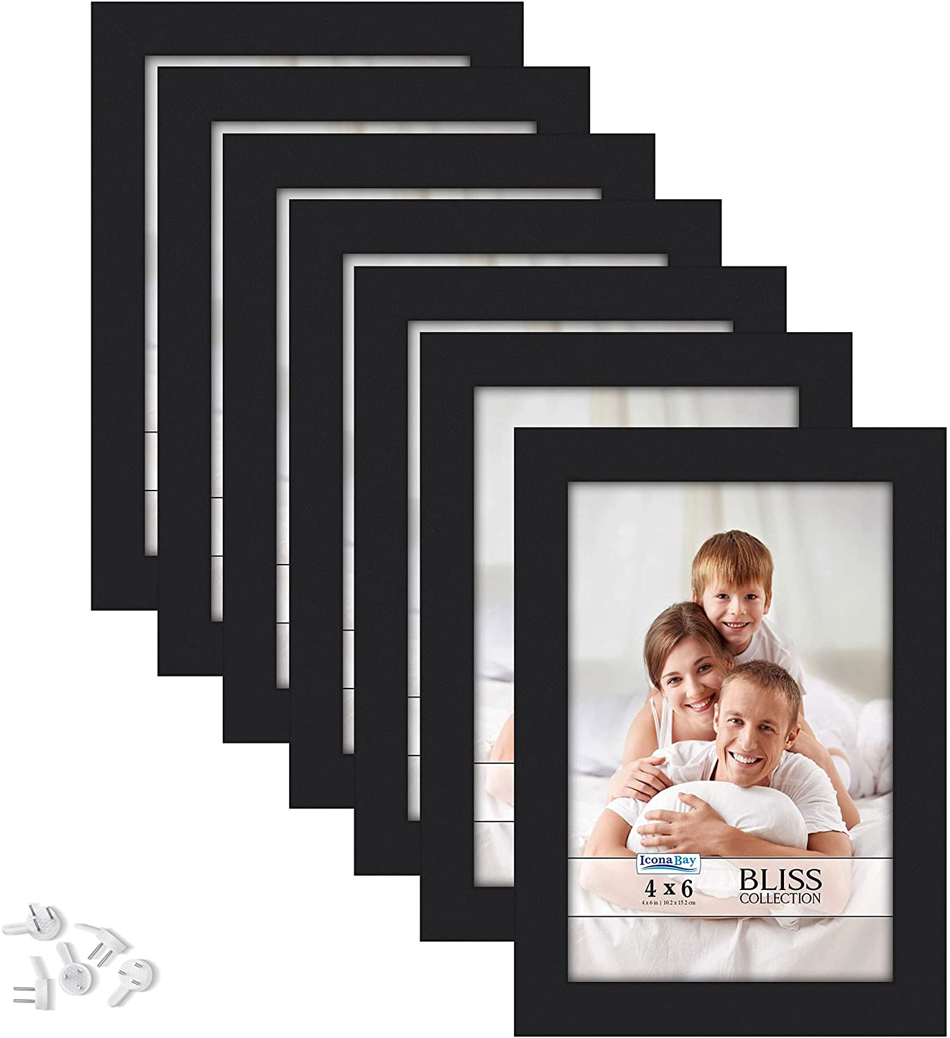 Icona Bay 5x7 Picture Frames (Black, 12 Pack), Modern Style Wood Composite Frames Table Top or Wall Mount, Bliss Collection