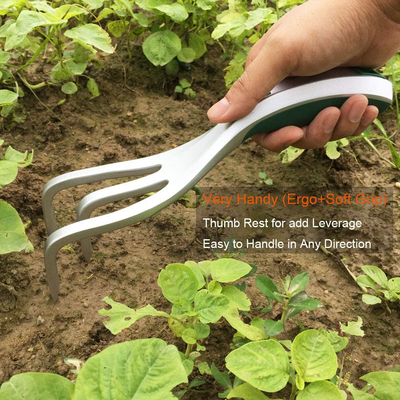 CFCT Garden Hand Cultivator, Min Hand Rake with Broad Sturdy Claw, Scratch Tool for Weeding, Aerating, Cultivating, Aluminum Light Weight, Bend Proof Ergonomic Design