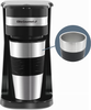 Elite Gourmet EHC111A Maxi-Matic Personal 14oz Single-Serve Compact Coffee Maker Brewer, Includes Stainless Steel Interior Thermal Travel Mug, Compatible with Coffee Grounds, Reusable Filter, Black