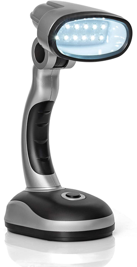 Mitaki-Japan ELDSKLT Lights 12-Bulb Led Desk Lamp, 7-7/8" x 3" x 4-1/4", Silver/Black