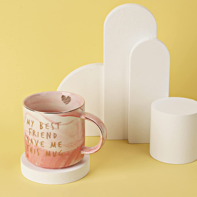 Best Friend Birthday Gifts for Women - My Best Friend Gave Me This Mug - Funny Friendship Gifts for Women - Gifts for BFF, Bestfriend, Besties, Sister, Her, Woman - Pink Marble Mug, 11.5oz Coffee Cup