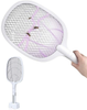 Electric Bug Zapper, Mosquito Killer Mosquitoes Trap Lamp & Racket 2 in 1, USB Rechargeable Electric Fly Swatter for Home and Outdoor Powerful Grid 3-Layer Safety Mesh Safe to Touch
