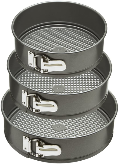 Ecolution Bakeins 3 Piece Springform Pan Set, Gray, 8”, 9”, and 10” Set
