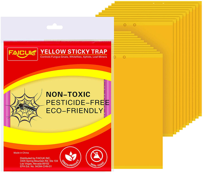 20 Pack Dual-Sided Yellow Sticky Traps for Flying Plant Insect Like Fungus Gnats, Aphids, Whiteflies, Leafminers